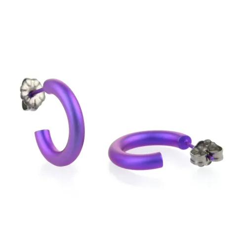 Small 12mm Purple Round Hoop Earrings
